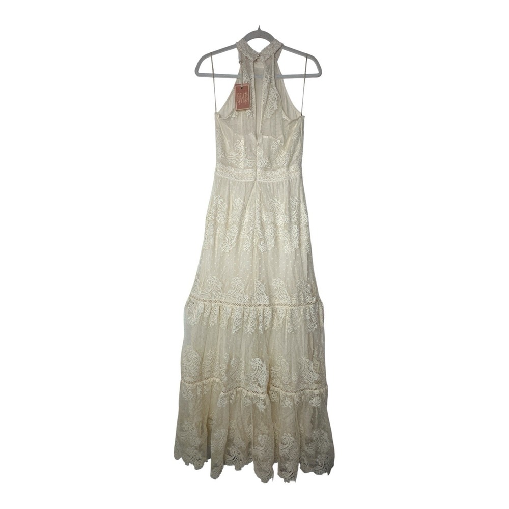 New Champagne & Strawberry Maxi Dress Women's Small Ivory Lace Wedding Romantic - Picture 6 of 12